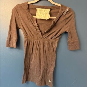 Abercrombie & Fitch Deep Brown V-Neck Tunic